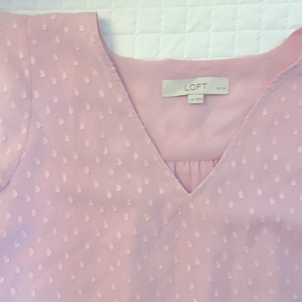 pink textured top - loft